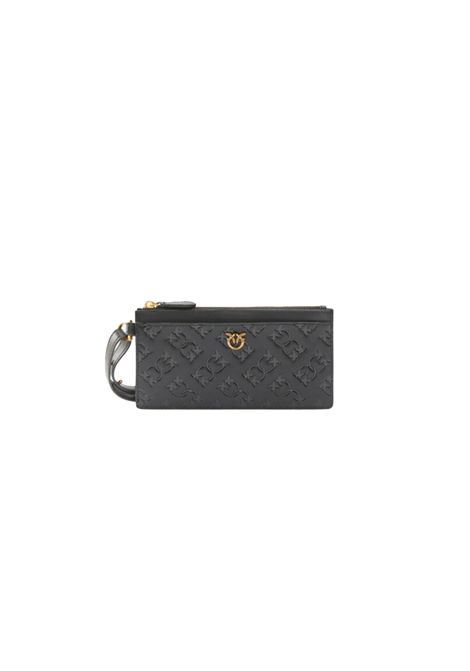 Portacarte Pinko donna Long Card Holder 103611 A1YB Nero pelle rettangolare mini logo trapuntato PINKO | Portacarte | 103611 A1YBZ99Q